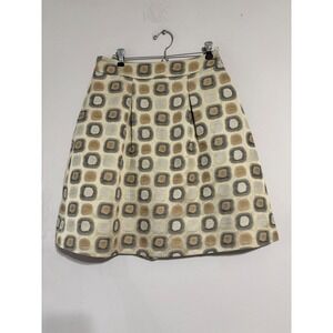 Luca Luca Italian Wool Blend Geometric Jacquard A-Line Skirt Tan Grey Size 42